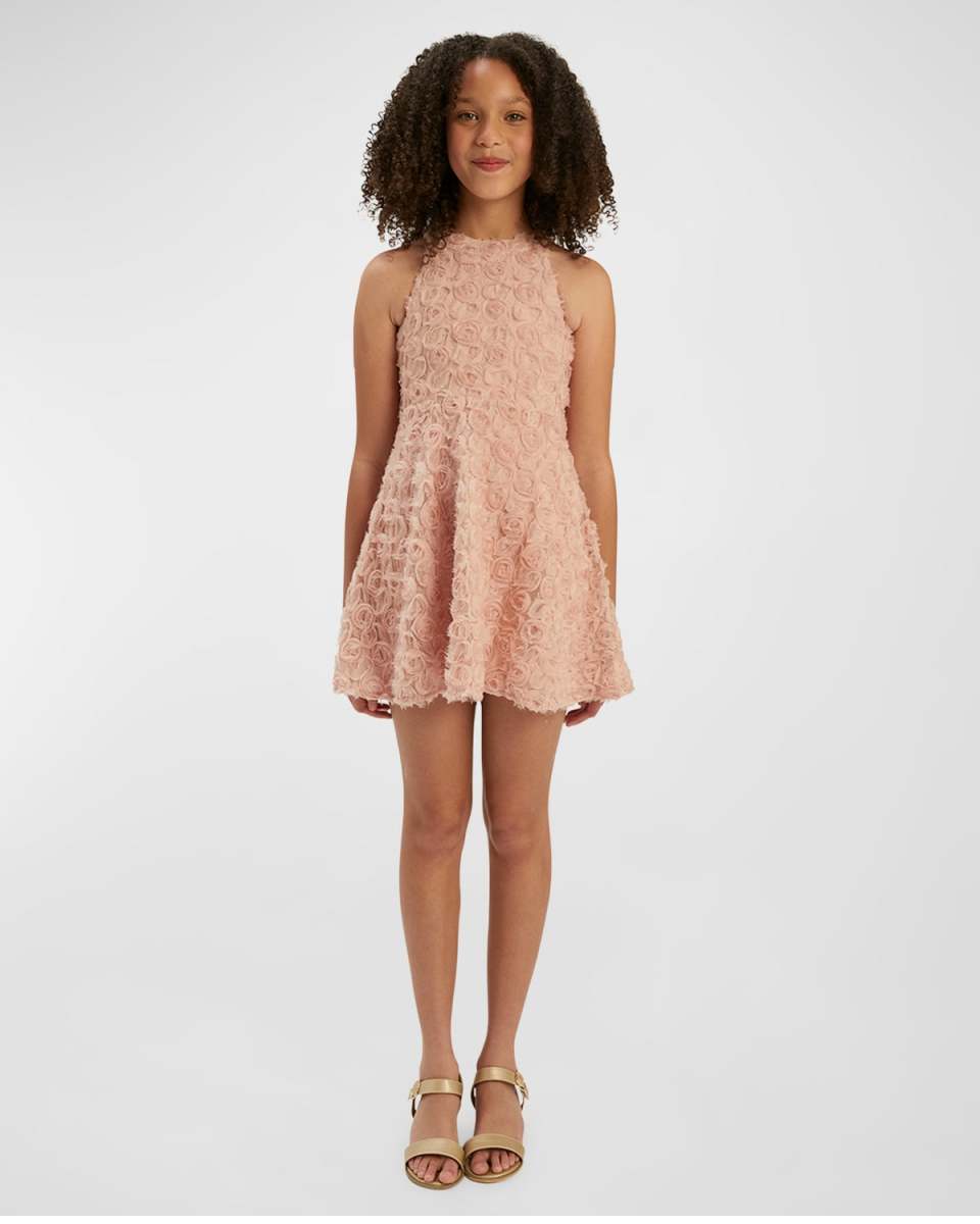 Girl's Lizelle Rosette Dress, Size 7-14