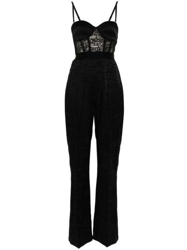 logo-jacquard pleated jumpsuit