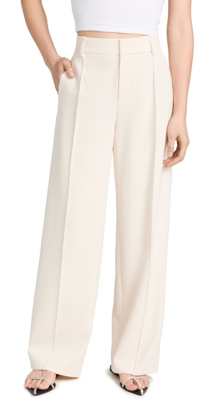 Vince Pintuck Wide Leg Pants Off White