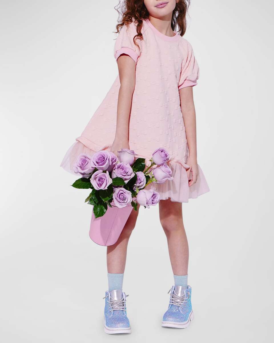 Girl's Pretty Bow T-shirt Dress, Size 2-14