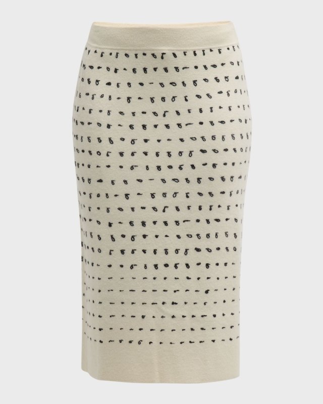 Dotted Boiled Cashmere Pencil Skirt