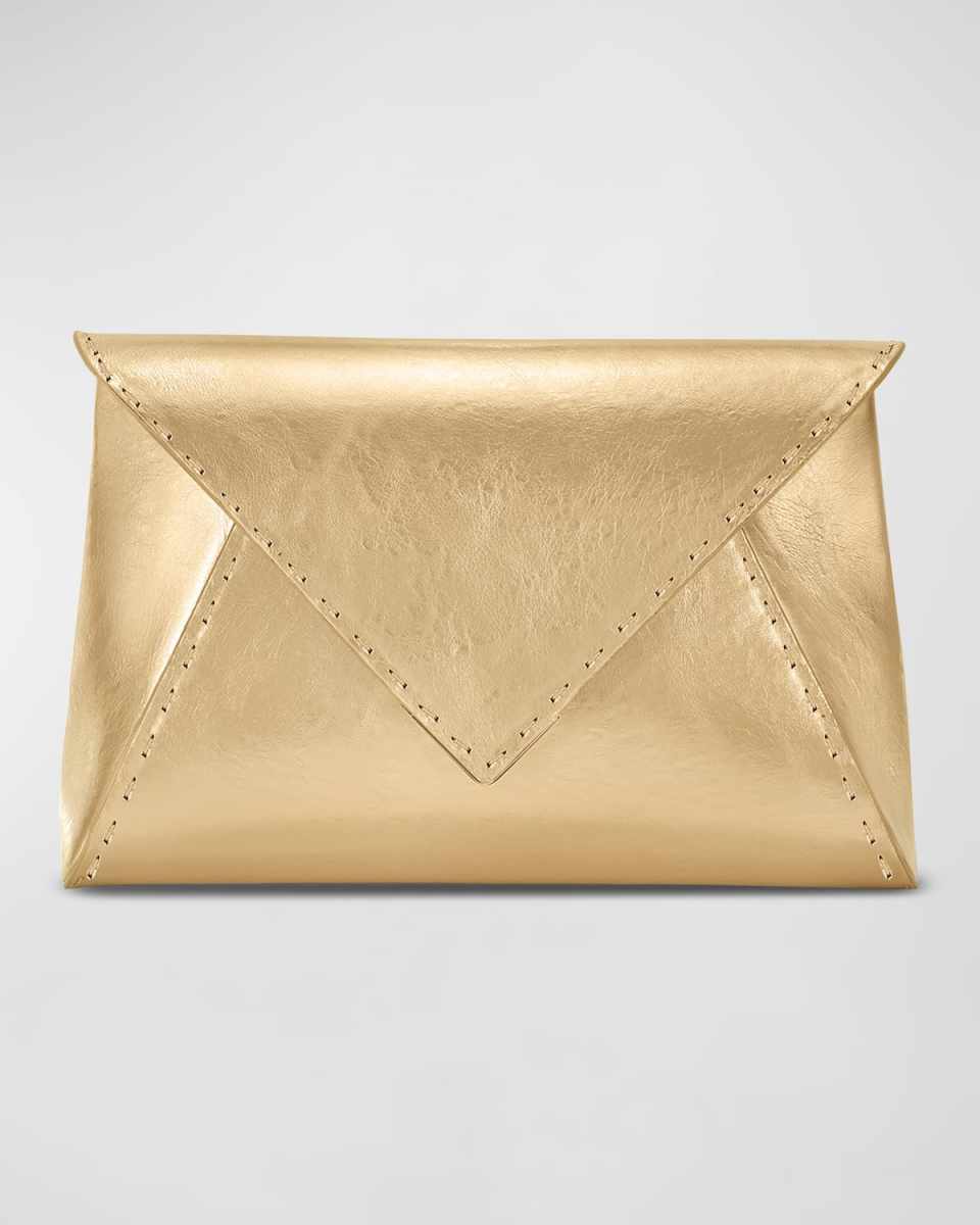 Lee Small Metallic Leather Pouchette Clutch Bag