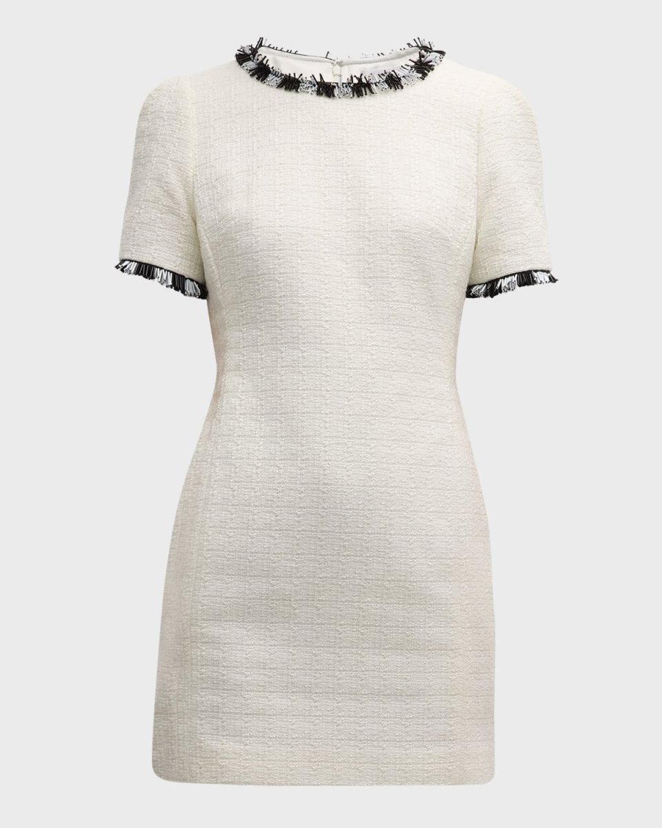 Hyannis Beaded Fringe Tweed Mini Dress