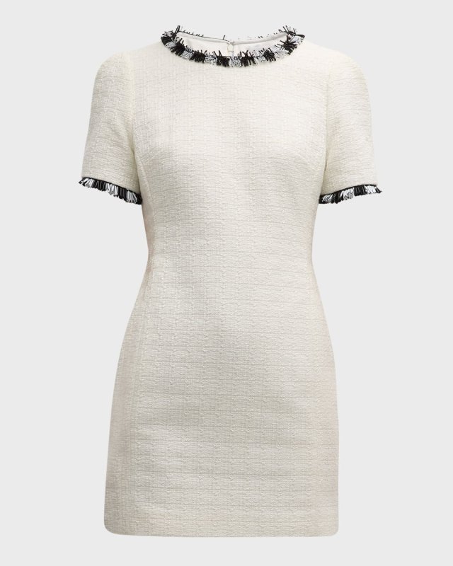 Hyannis Beaded Fringe Tweed Mini Dress