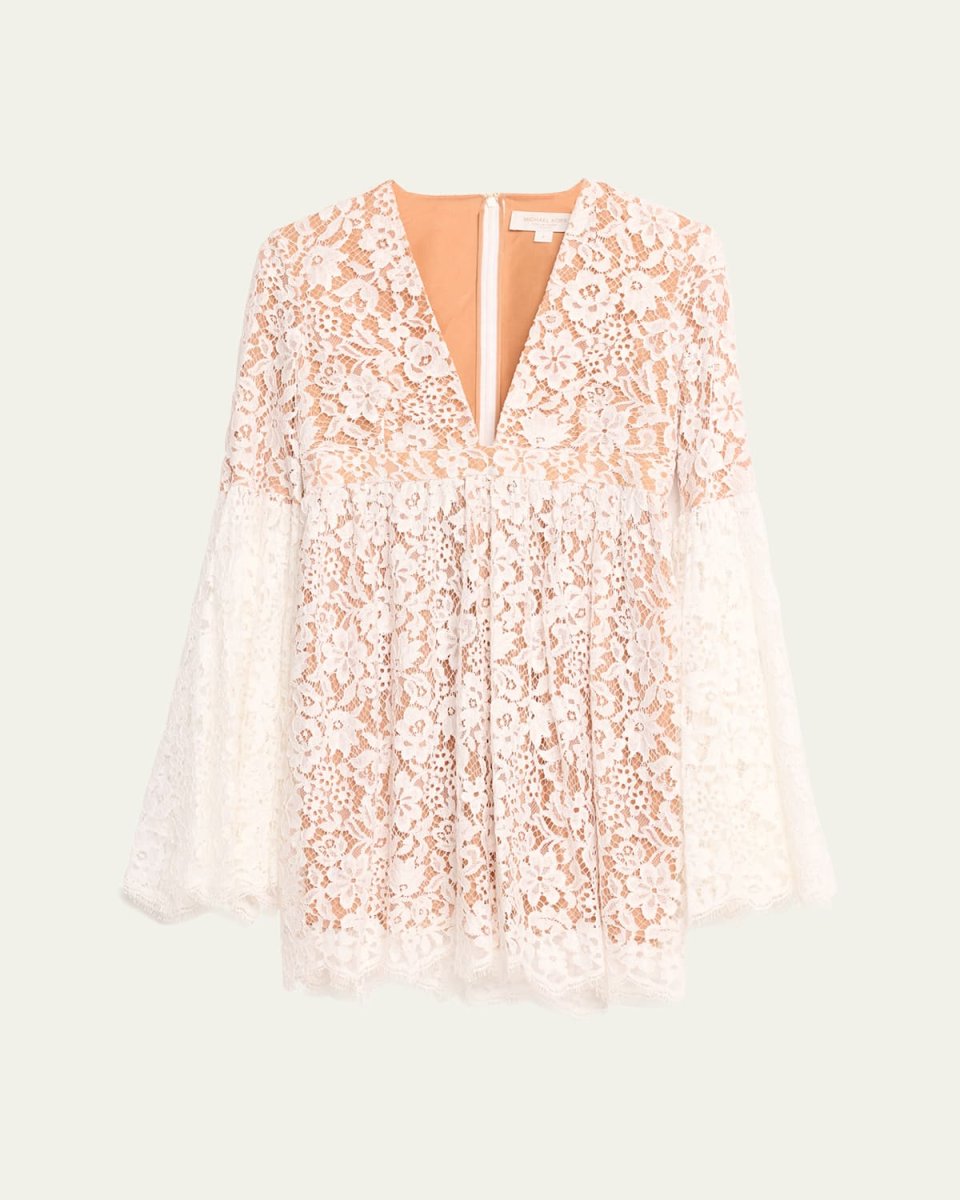 Flare Sleeve Lace Mini Dress