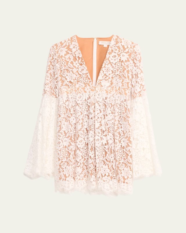 Flare Sleeve Lace Mini Dress