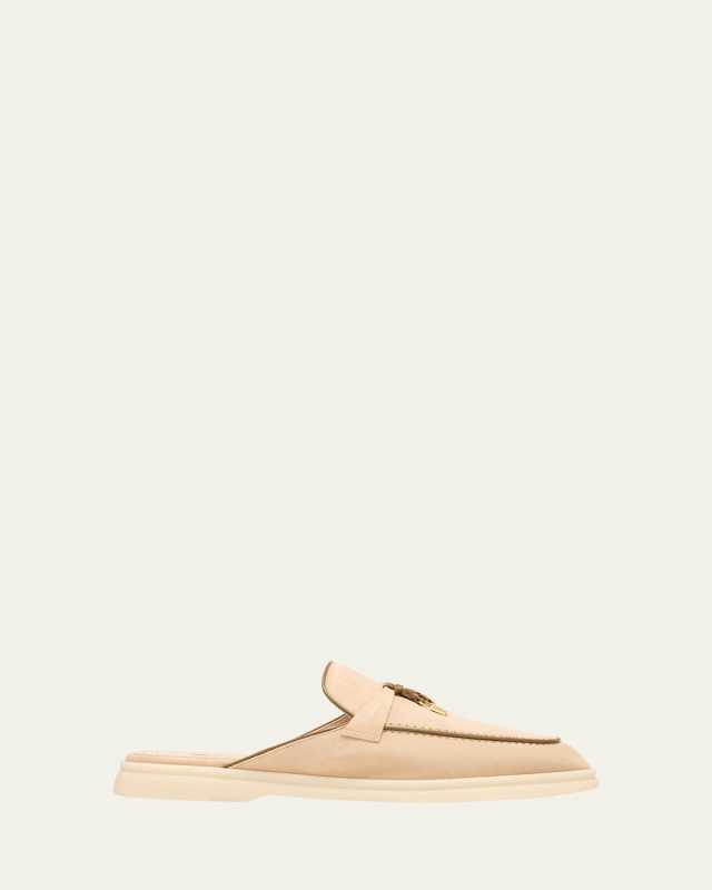 Suede Charm Tassel Loafer Mules