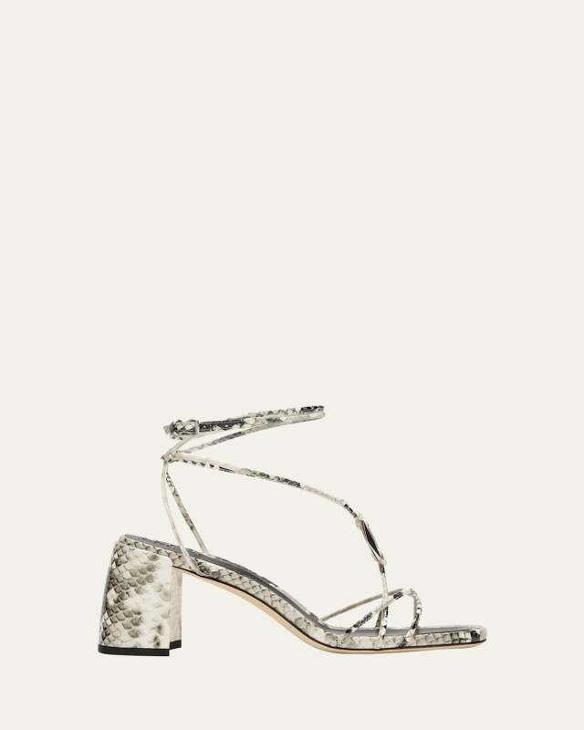 Onyxia Strappy Embossed Ankle-Strap Sandals