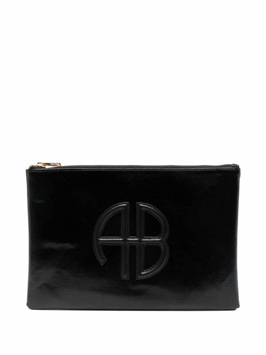 logo-patch clutch bag