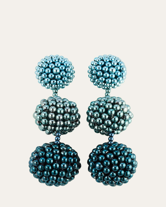 3-Ball Beaded Chandelier Earrings