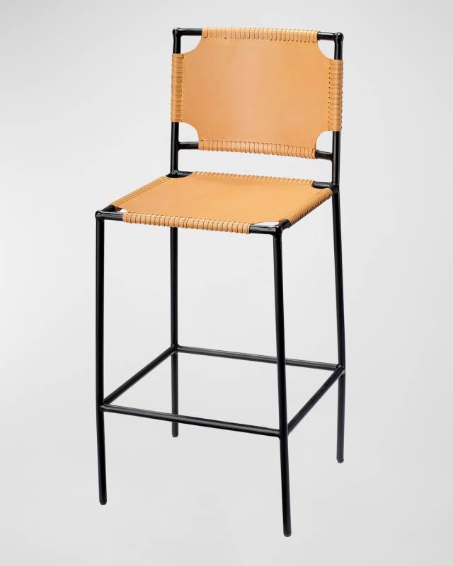 Asher Leather Bar Stool, 29"