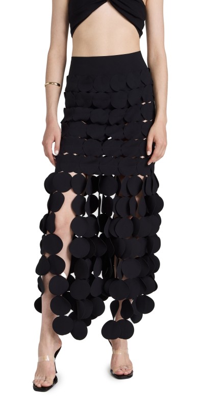 A. W.A. K.E. MODE Lazer Cut Multi Circle Skirt Black