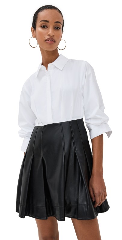 SIMKHAI Padma Poplin Combo Mini Dress Black Multi