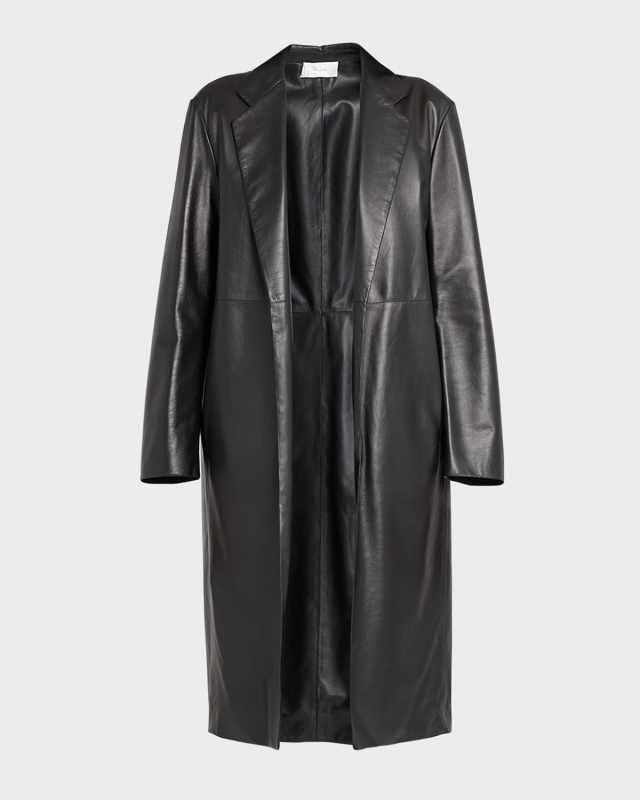 Babil Open-Front Leather Coat