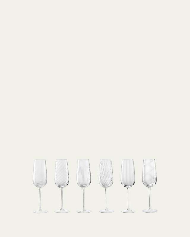 Tolomeo Assorted Champagne Flutes, Set of 6