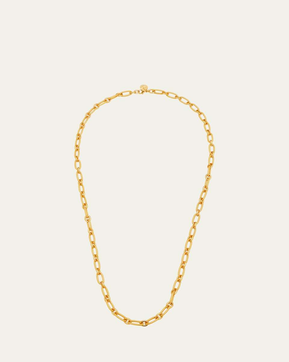 Long Textured Chain-Link Necklace