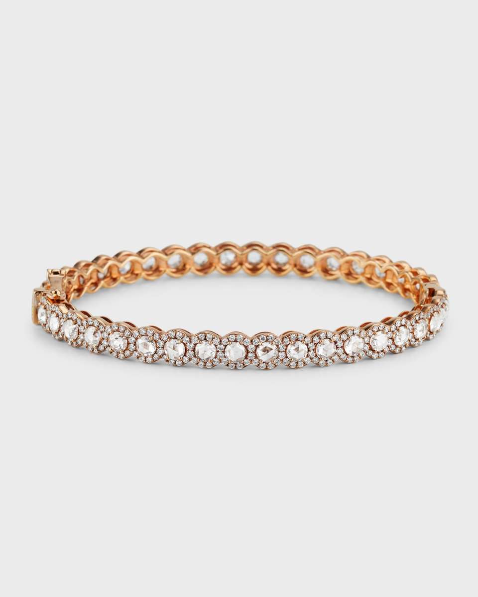 Scallop 18K Rose Gold Scallop Diamond Bangle, 5.75tcw