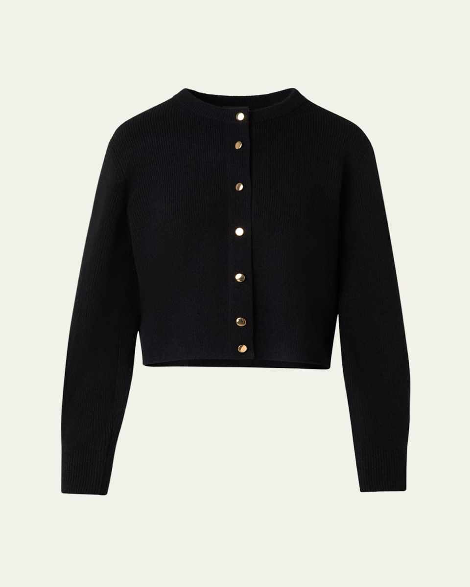 Short Ribbed Cashmere Cardigan