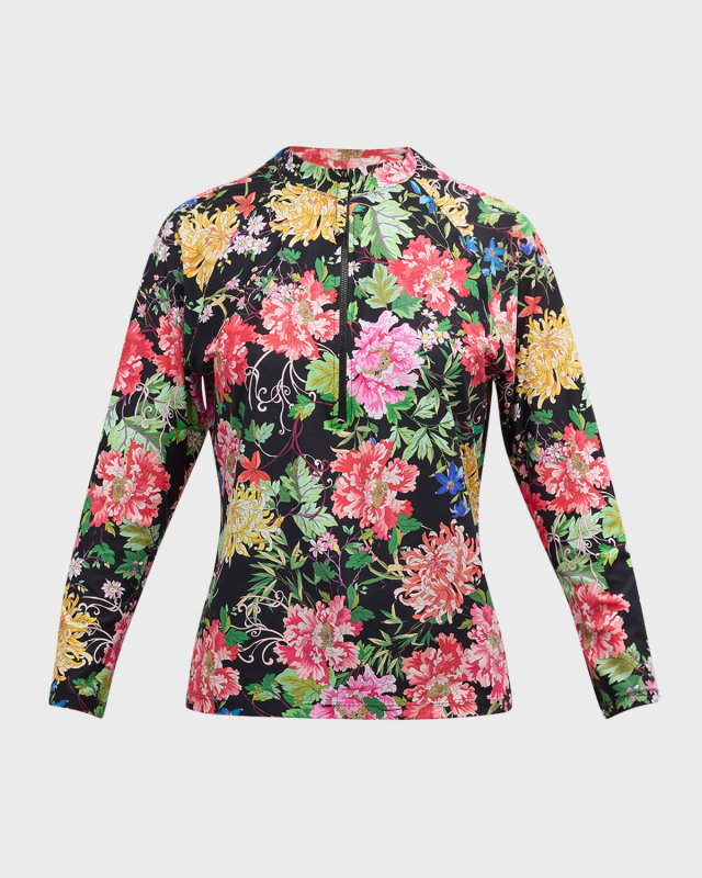 Metalli Notte Long-Sleeve Rashguard Swim Top