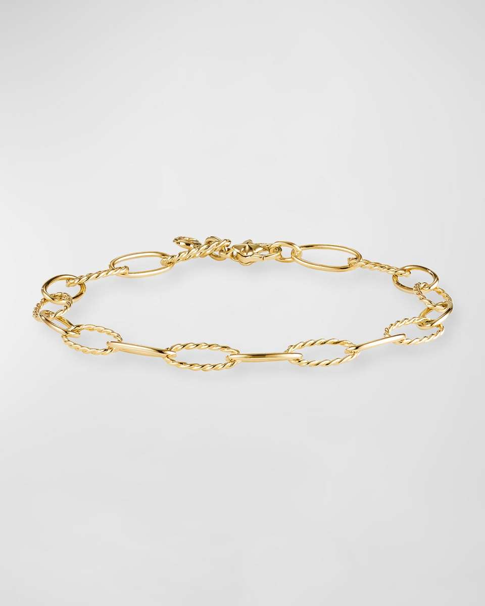 Zig Zag Stax Elongated Oval Link Chain Bracelet in 18k Gol
