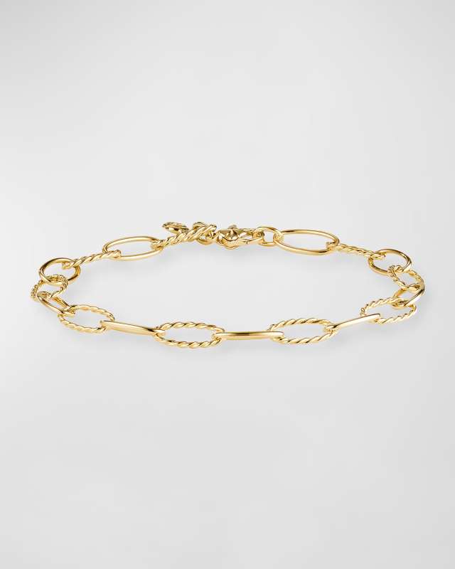 Zig Zag Stax Elongated Oval Link Chain Bracelet in 18k Gol