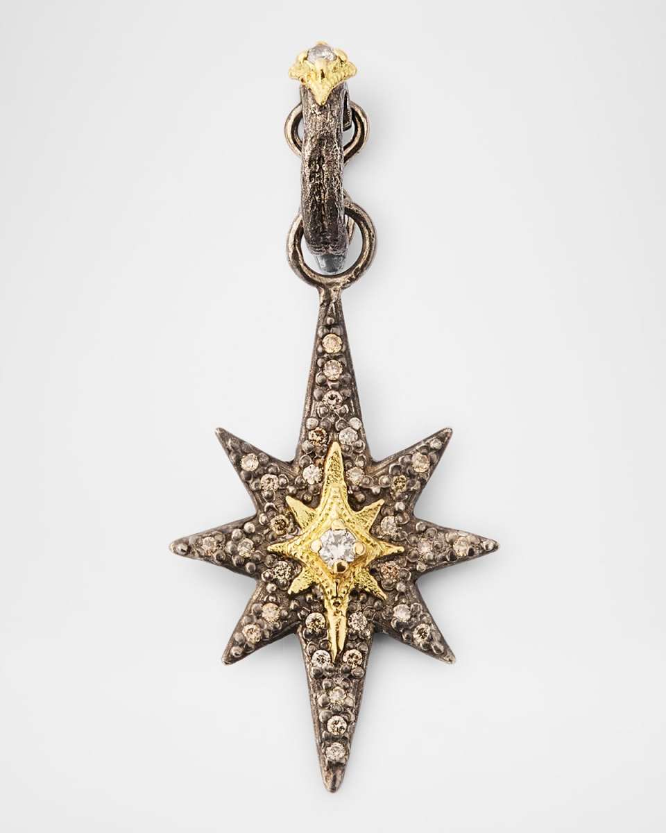 18K Yellow Gold and Antiqued Silver Diamond Starburst Enhancer