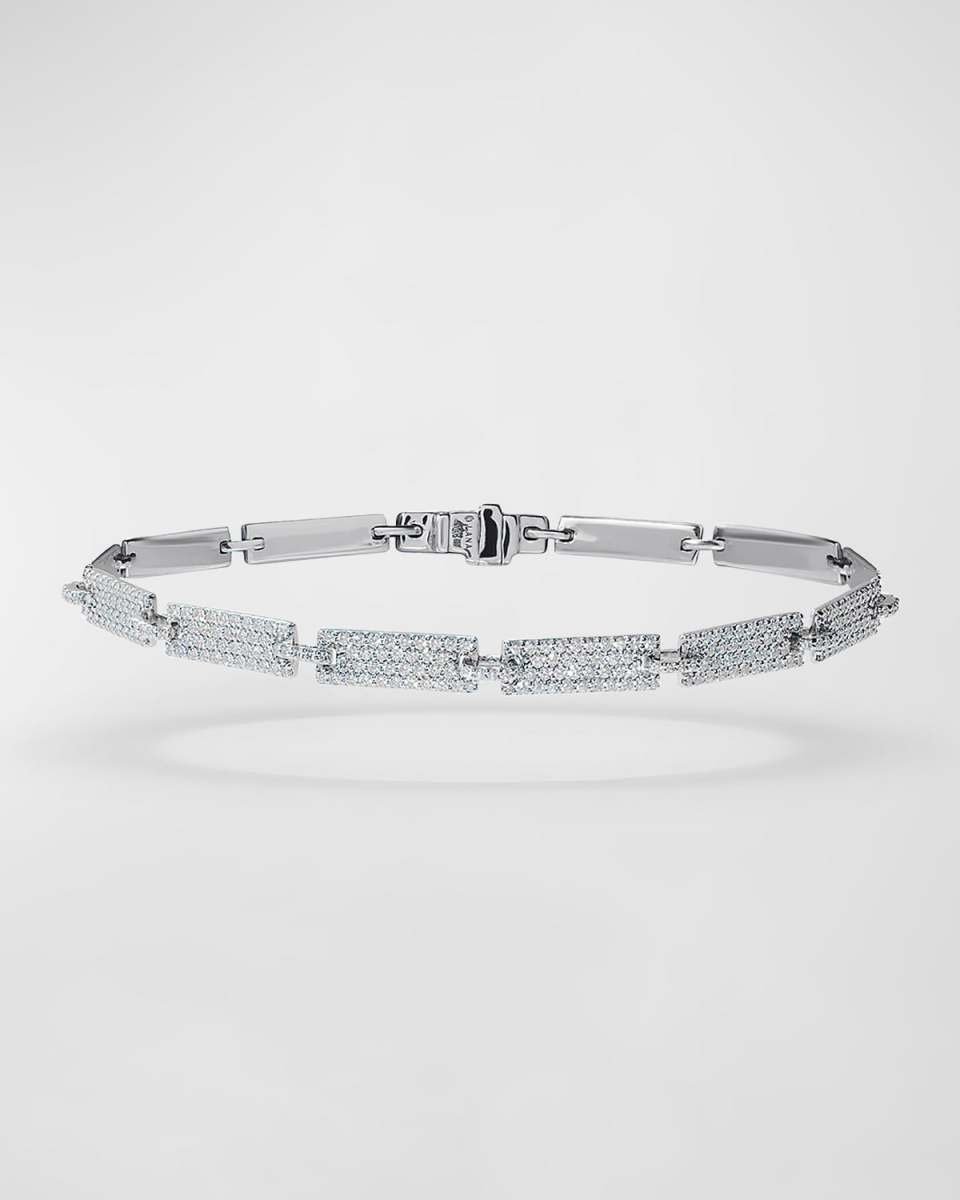 Flawless Diamond Tag White Gold Bracelet, Size 7