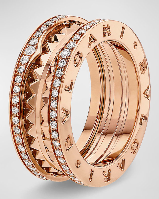 B. Zero1 Rock Studded Diamond Pave Ring in 18K Rose Gold