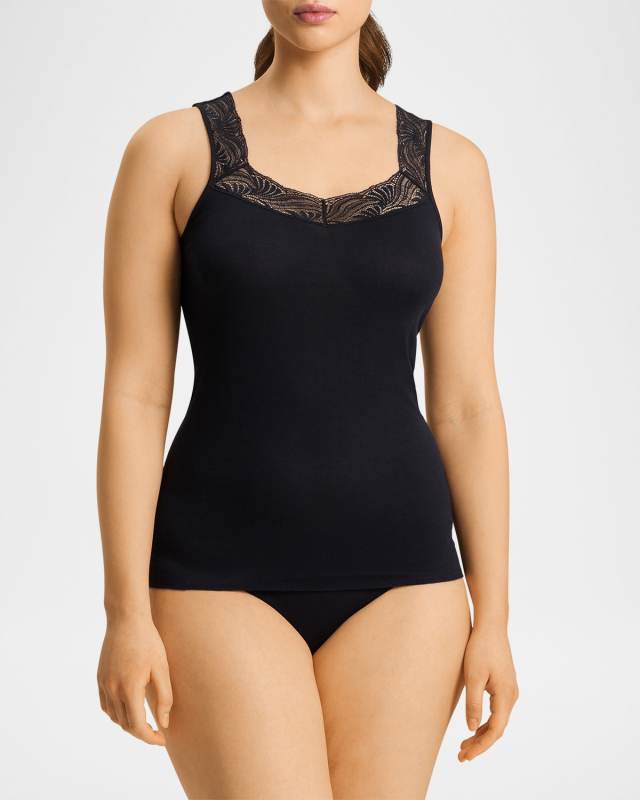 Cotton Delight Lace-Trim Tank Top