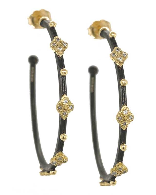 Old World Crivelli Diamond Hoop Earrings - 35 mm