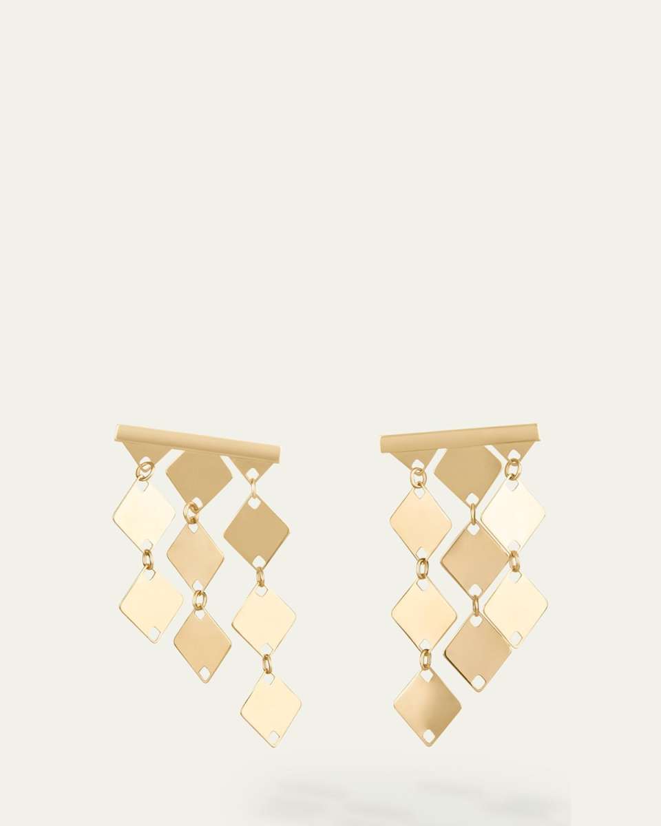 14K Yellow Gold Laser Kite Bar Earrings