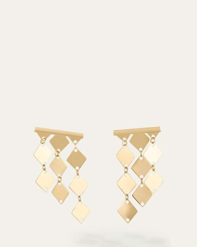 14K Yellow Gold Laser Kite Bar Earrings