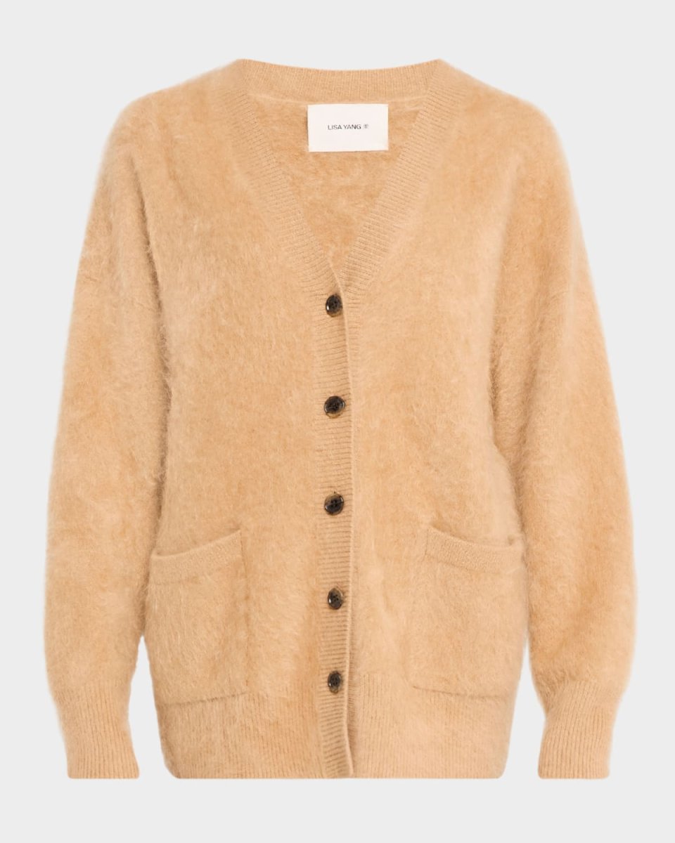 Malena Button-Down Brushed Cashmere Cardigan