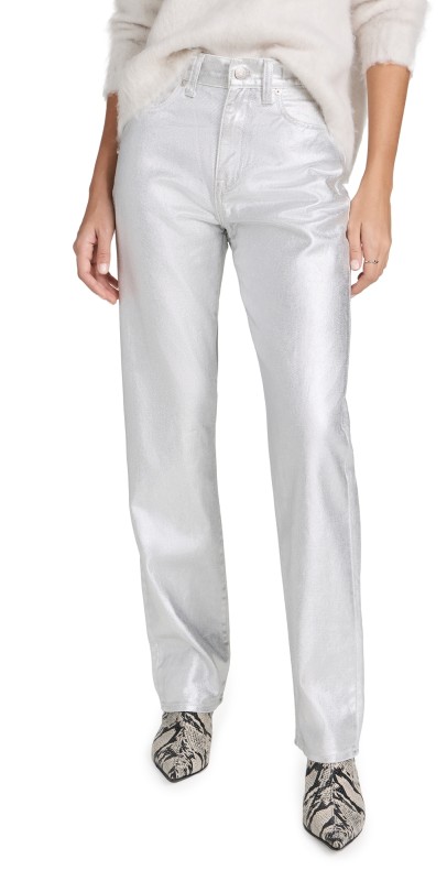 Madewell The '90s Straight Jeans in Silver Foil Iridescent Silver Foil