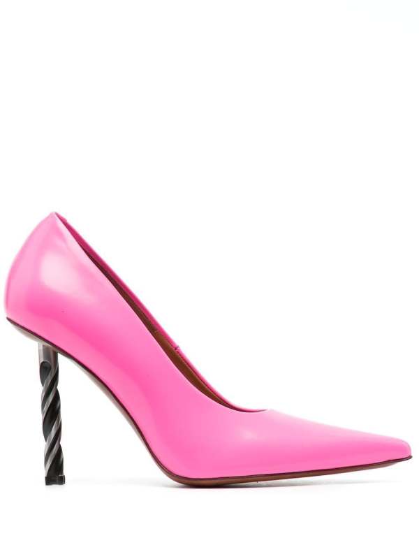 drill-heel leather pumps