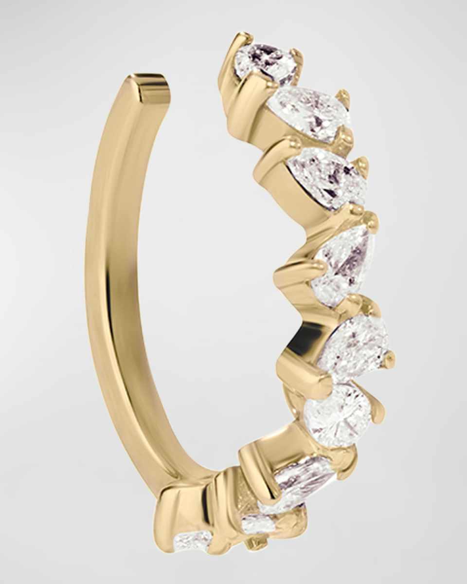 14K Zig Zag Diamond Pear Ear Cuff, Single