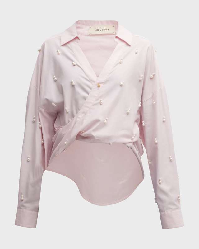 Alder Twist-Front Pearl Embroidered Shirt