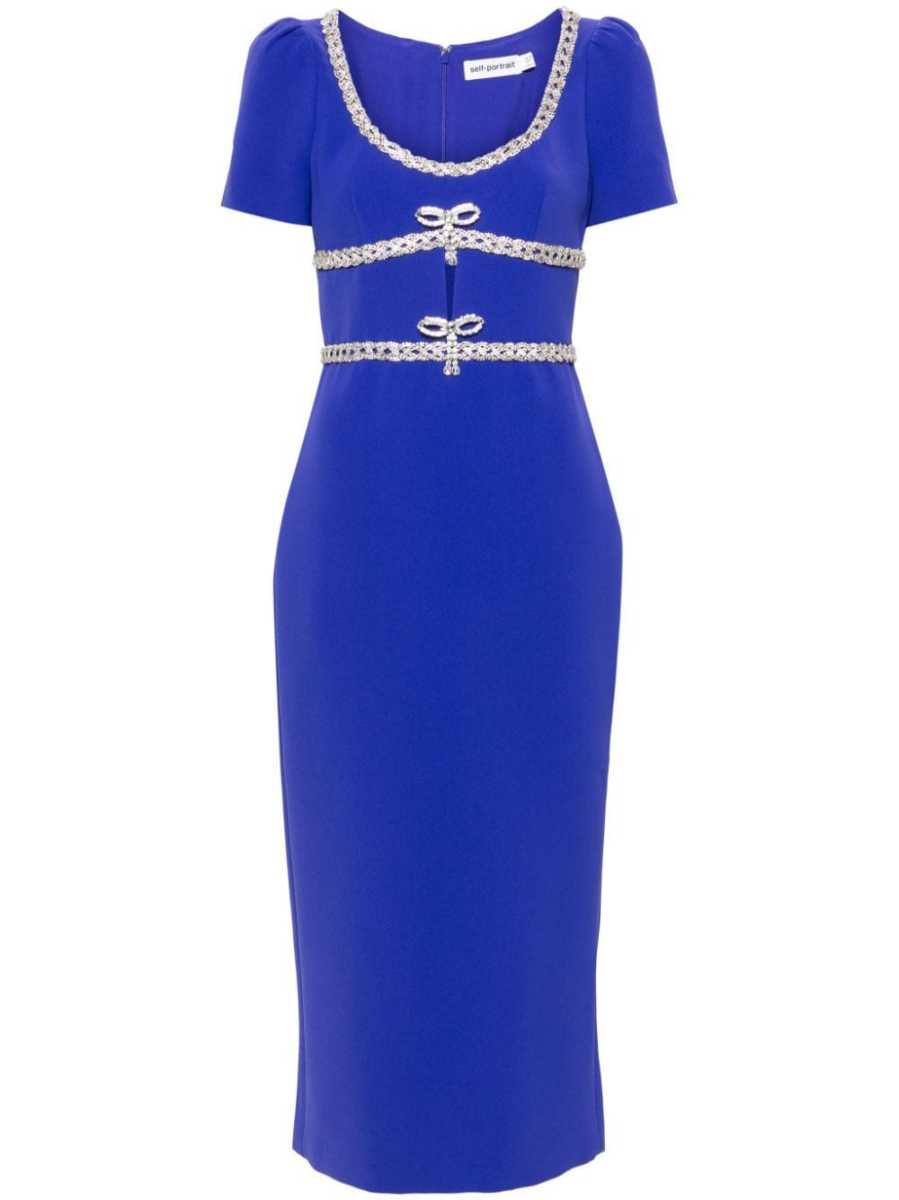 crystal-embellished bow midi dress