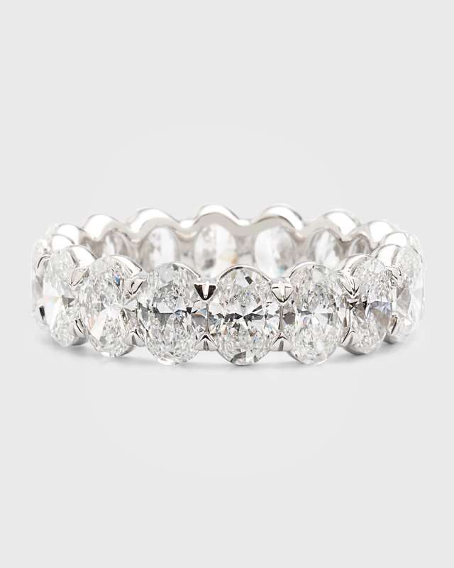 Lab Grown Diamond 18K White Gold Oval Eternity Ring, 5.0tcw