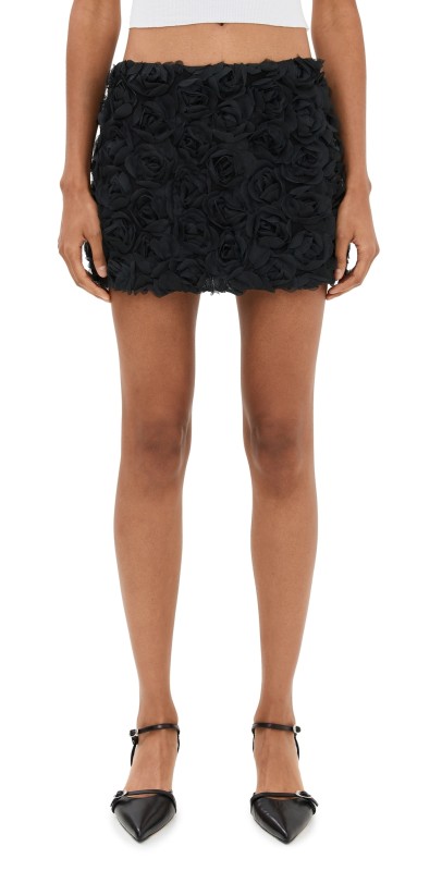Reformation Carla Low Waist Skirt Black Rose