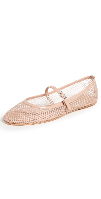 Black Suede Studio Mika Flats Nude Mesh With Nude Patent Str