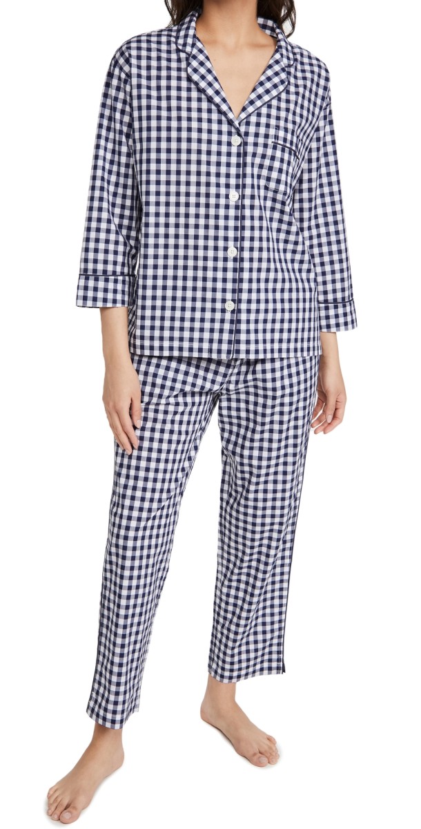 Sleepy Jones Marina Pajama Set Navy Gingham