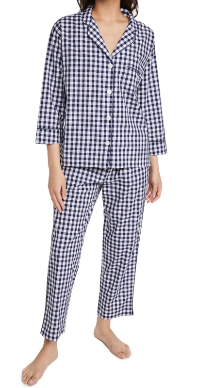 Sleepy Jones Marina Pajama Set Navy Gingham
