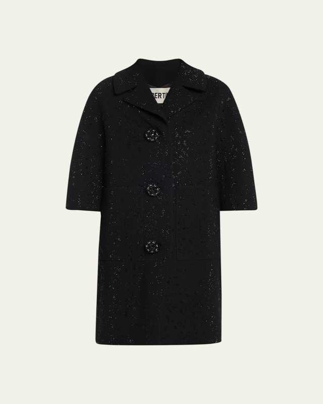 Star Dust Embellished Patch Pocket Coat