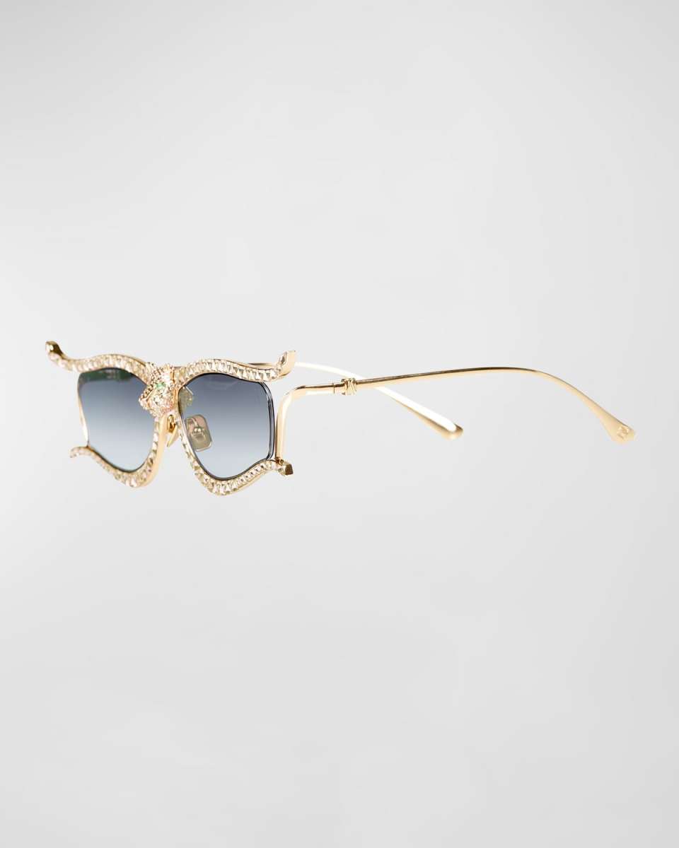 Pantheress Titanium-Crystal Cat-Eye Sunglasses