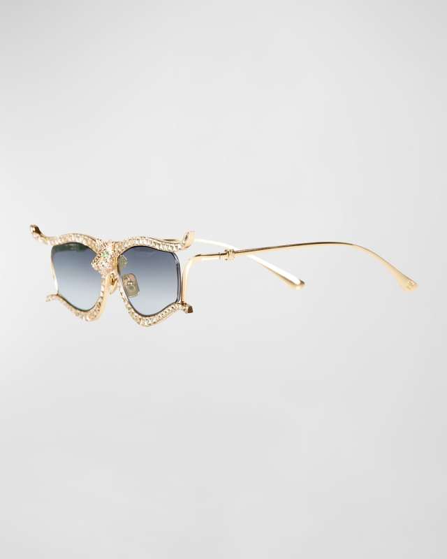 Pantheress Titanium-Crystal Cat-Eye Sunglasses