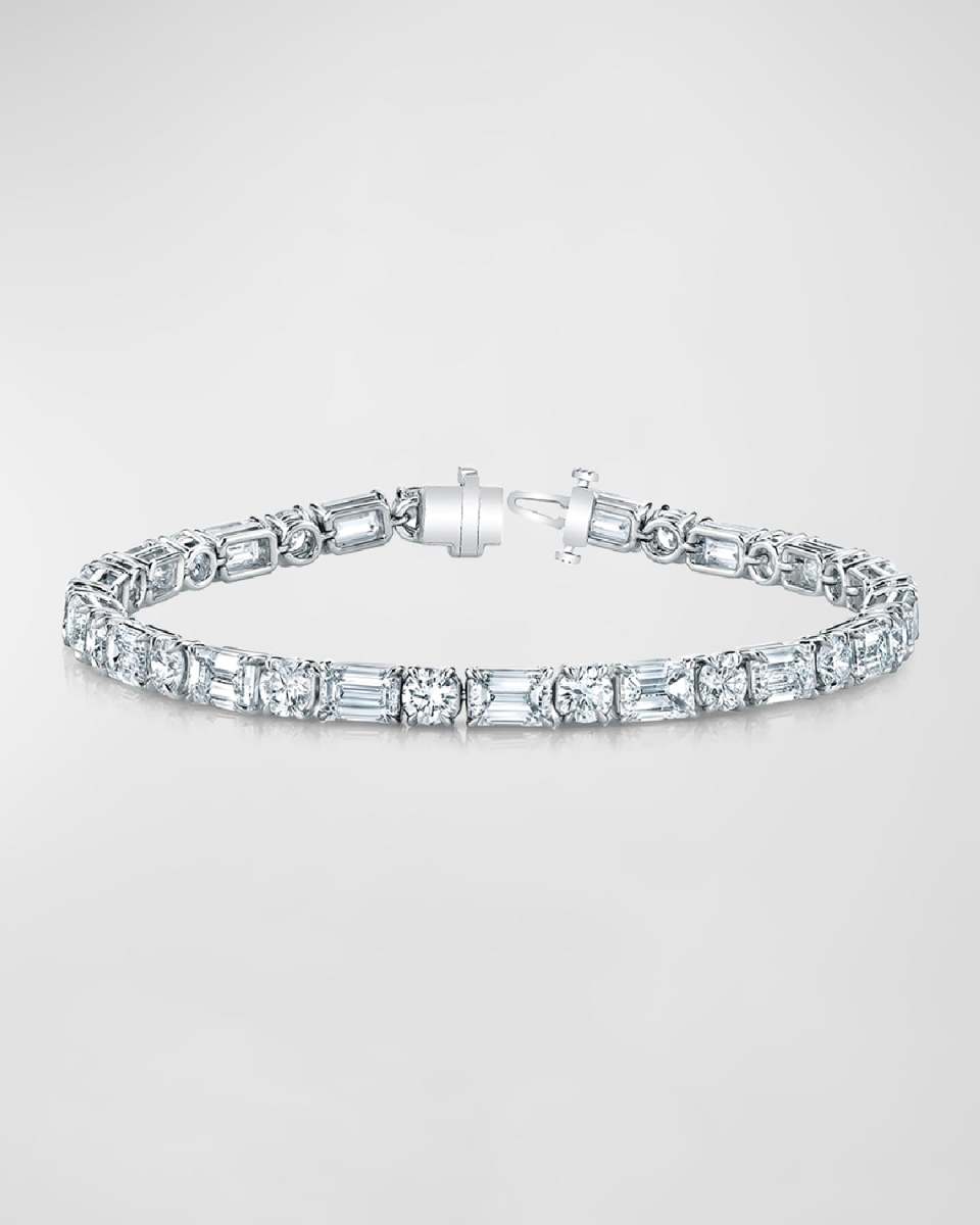 Platinum East-West Alternating Prong-Set Diamond Bracelet, 10.30tcw, 7"L
