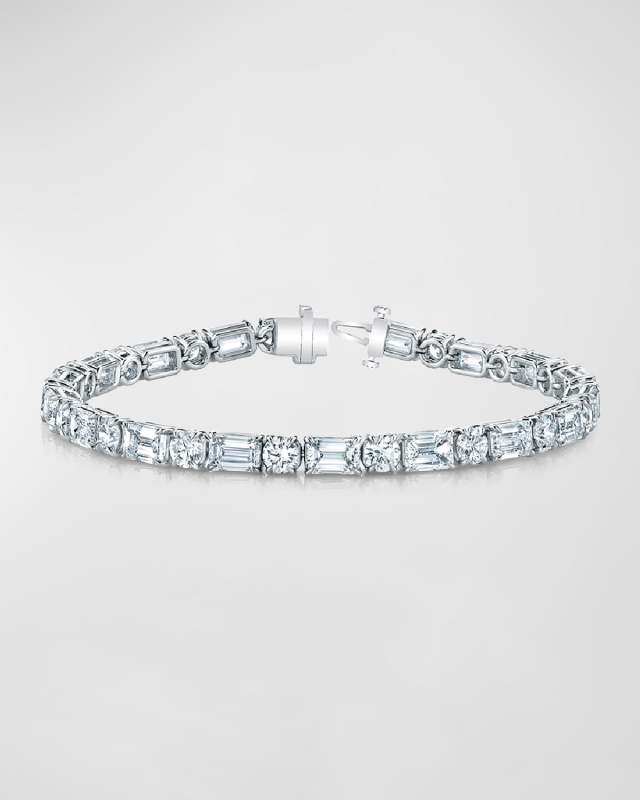 Platinum East-West Alternating Prong-Set Diamond Bracelet, 10.30tcw, 7"L
