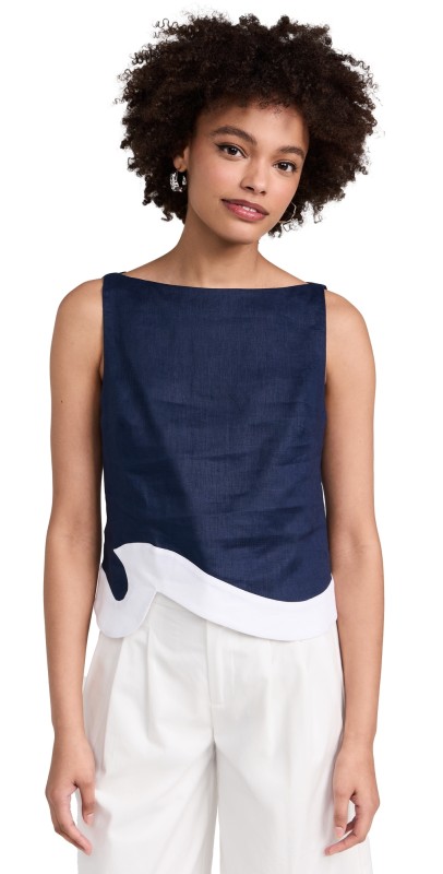 STAUD Raphael Top Navy/White