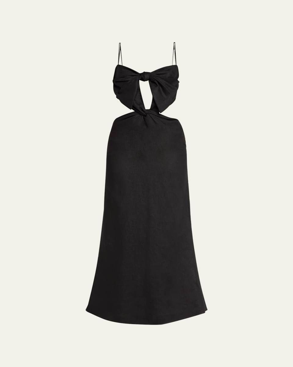 Baja California Bow Cutout Linen Dress